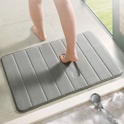 Ultra Soft Grey Memory Foam Bath Mat – Quick Dry, Anti-Slip, Spa-Like Comfort at Home