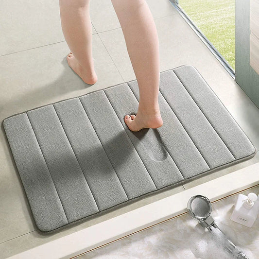 Ultra Soft Grey Memory Foam Bath Mat – Quick Dry, Anti-Slip, Spa-Like Comfort at Home