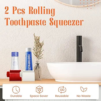 Rolling Tube Toothpaste Squeezer – Assorted Color Plastic (Pack of 2)
