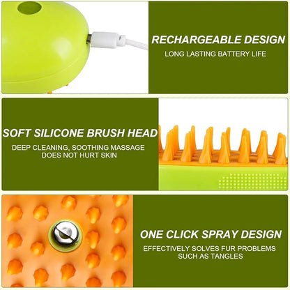 3-in-1 Steamy Pet Grooming Brush – Mango Shaped Vapor Cleanser & Hair Remover for Cats