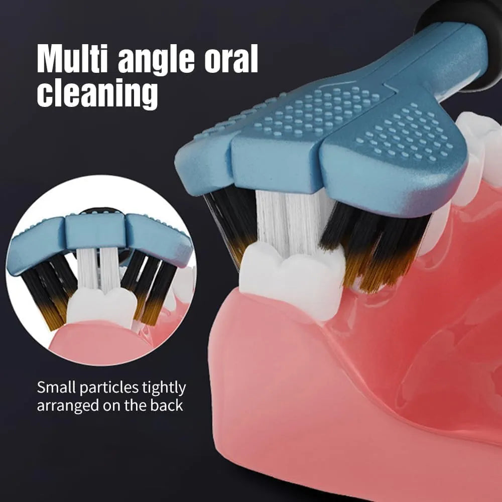 3-Sided Toothbrush for Adults – Pack of 4 Deep Cleaning