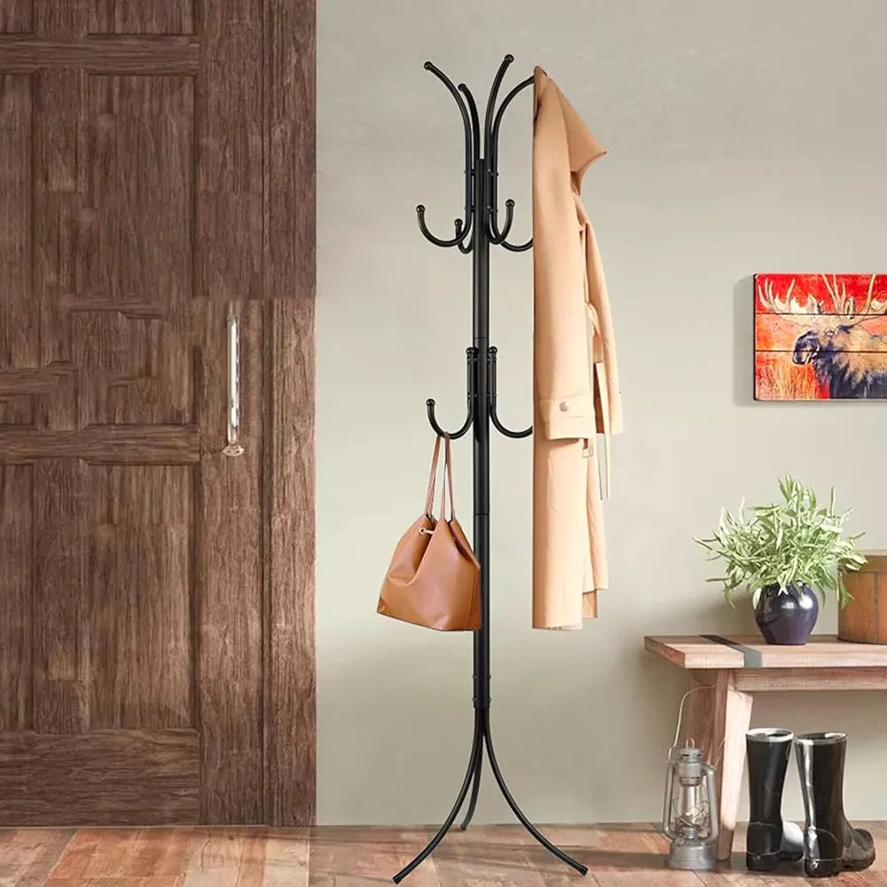 Elegant 6-Hook Iron Coat & Clothes Stand – Space-Saving Style