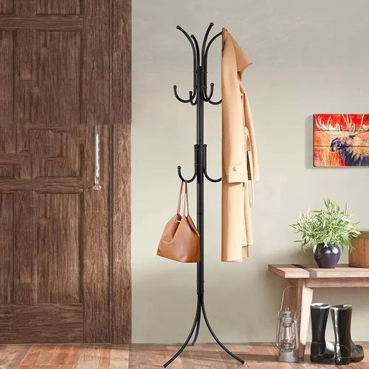 Elegant 6-Hook Iron Coat & Clothes Stand – Space-Saving Style