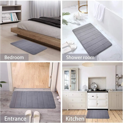 Ultra Soft Grey Memory Foam Bath Mat – Quick Dry, Anti-Slip, Spa-Like Comfort at Home