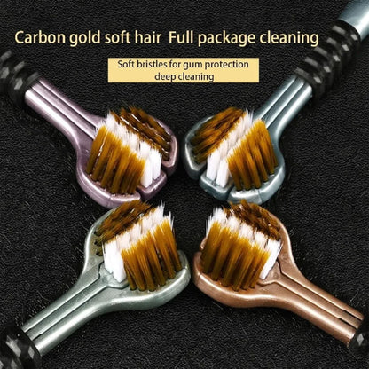 3-Sided Toothbrush for Adults – Pack of 4 Deep Cleaning