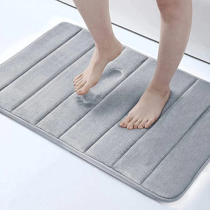 Ultra Soft Grey Memory Foam Bath Mat – Quick Dry, Anti-Slip, Spa-Like Comfort at Home