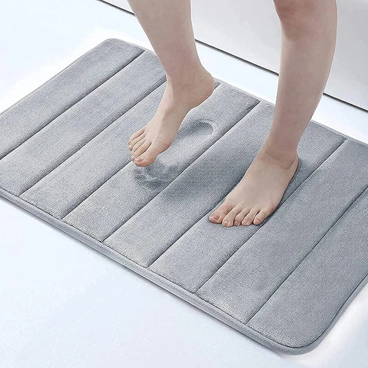 Ultra Soft Grey Memory Foam Bath Mat – Quick Dry, Anti-Slip, Spa-Like Comfort at Home