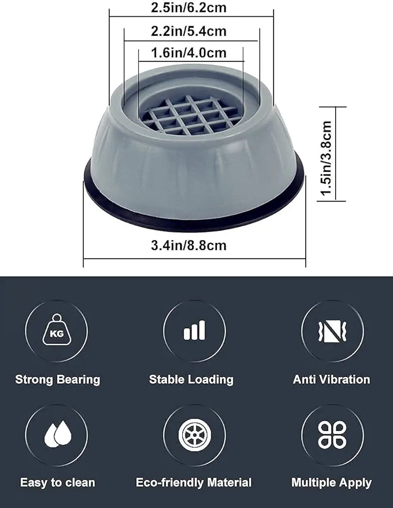 Anti Vibration Pads for Washing Machine & Furniture – Pack of 4 Shockproof Feet