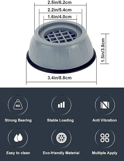 Anti Vibration Pads for Washing Machine & Furniture – Pack of 4 Shockproof Feet