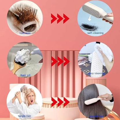 Self-Cleaning Anti-Static Massage Comb for Adults & Kids
