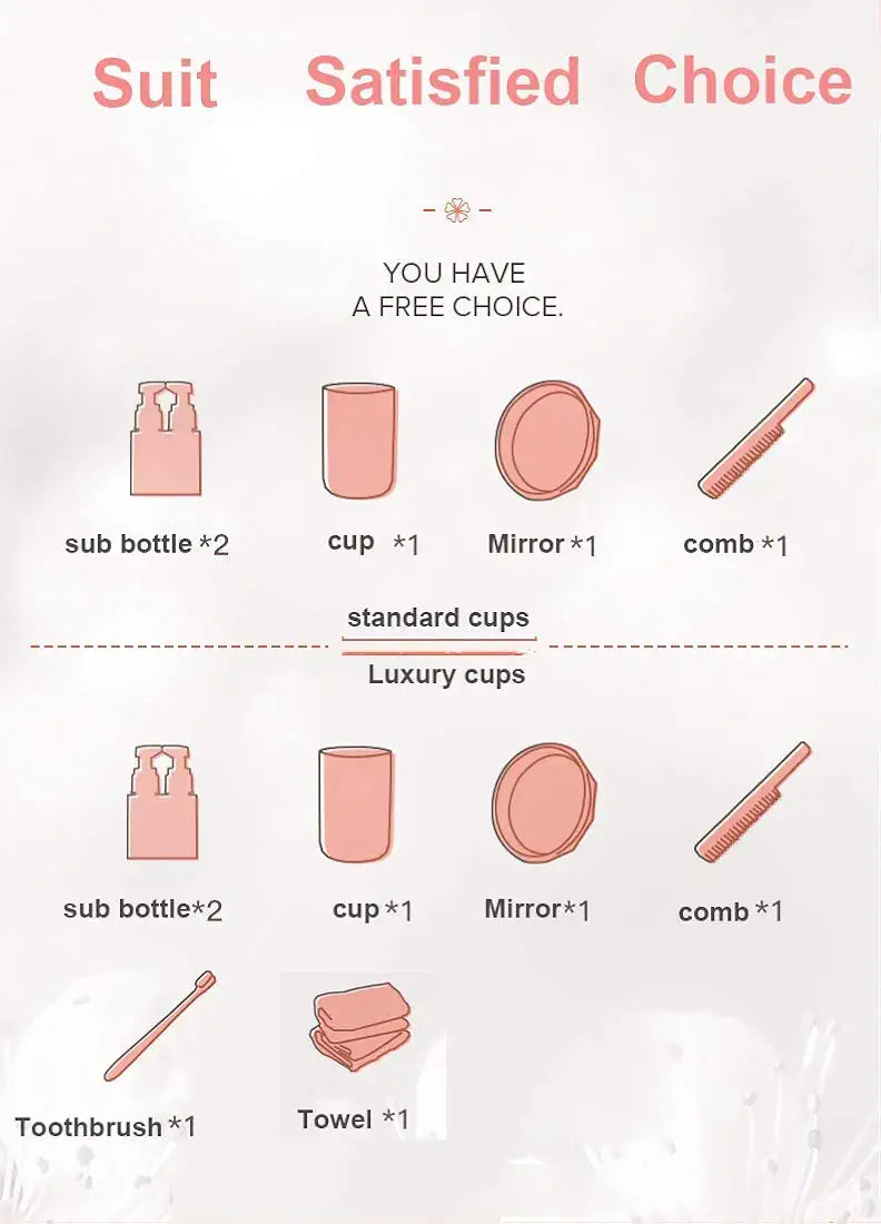 Travel Essential Kit – 6‑in‑1 Portable Toiletry Dispenser with Comb, Mirror & Towel