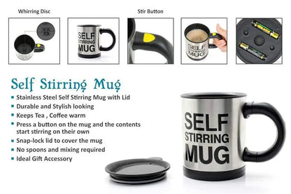 Self-Stirring Coffee Mug – 400ml Automatic Mixing Stainless Steel Cup